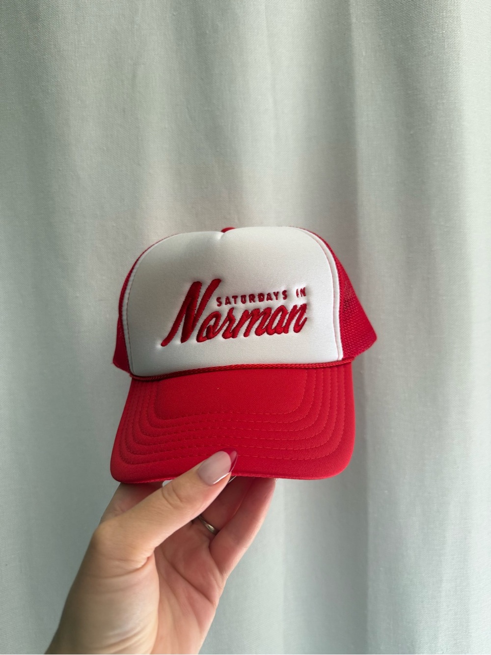 OU Saturdays in Norman Red & White Trucker Cap